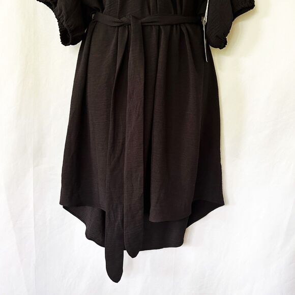 NWT Worthington Black Crepe Midi Dress (XL) Knee-Length Casual Blouson LBD - Picture 7 of 11